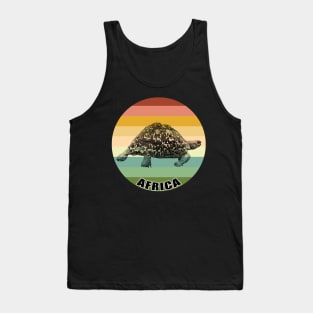 Leopard Tortoise on Vintage Retro Africa Sunset Tank Top